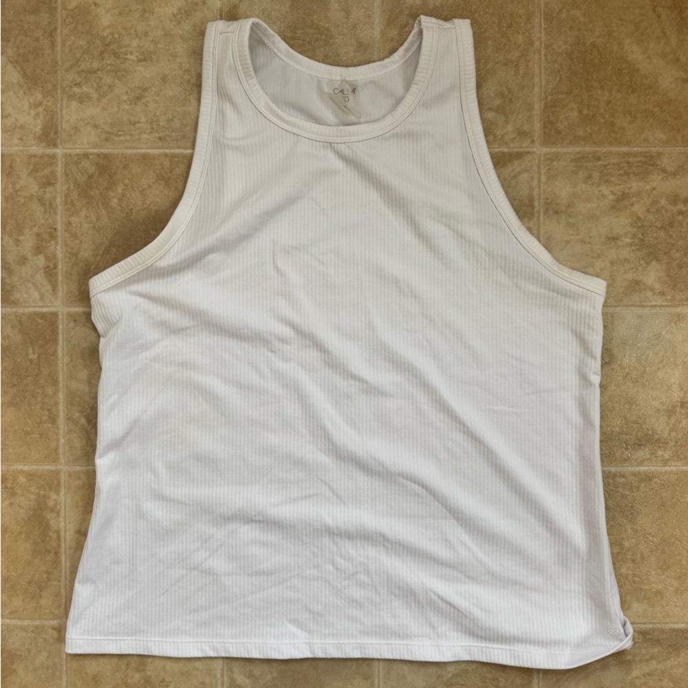 CALIA by Carrie Underwood White Ribbed Tank Top